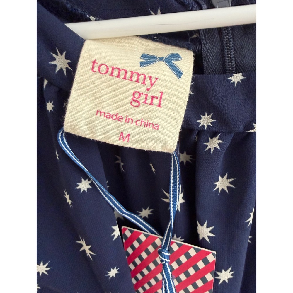 Tommy Hilfiger Girl Navy Star Print Dress NWT Size Medium Bow Belt - Picture 9 of 9